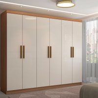 Guarda-Roupa Casal Odisseia 6 Portas 2 Gavetas Cinamomo/Off White - Panorama Móveis