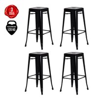 Kit 4 Banquetas Altas Para Cozinha Bar Bancada Balcão Ilha Restaurantes Tolix Iron Industrial Preta