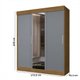 Guarda-Roupa Casal Otawa 3 Portas 2 Gavetas com Espelho Flex Nature/Cinza - Pnr Móveis