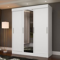 Guarda-Roupa Casal Otawa 3 Portas 2 Gavetas com Espelho Branco - Pnr Móveis