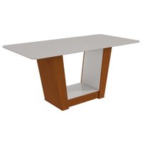 Mesa de Sala Jantar Apogeu Plus c/ Tampo Madeirado Vidro 170x90cm Frassino/Off White - Lopas