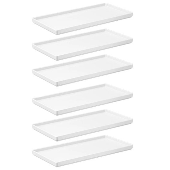 Kit Com 6 Pratos 27x13cm Brancos Bandejas Decorativas Uno Coza Plásticas Servir Petiscos
