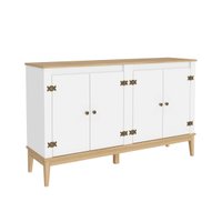 Buffet Aparador Colonial com 4 Portas 149x41x90cm MDP Mel Branco MB1014 Movelbento