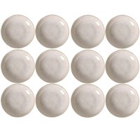 Jogo 12 Pratos Bio Latte Porto Brasil 22cm Fundo Rústico Off White Mesa Posta Jantar