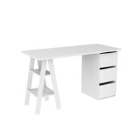 Mesa Escrivaninha com 3 Gavetas Branco 135x60x78cm MDP MB 1035 Movelbento