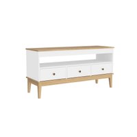 Balcão Aparador Colonial com 3 Gavetas 120x41x60cm Mel Branco MB 1016 Movelbento