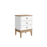 Mesa de Cabeceira Colonial com 3 Gavetas MDP Mel Branco MB 1021 Movelbento