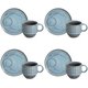 Conjunto 4 Xícaras de Chá Empilhável com Pires 230ml Linhas Breeze Porto Brasil Mesa Posta Café