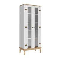 Cristaleira Colonial com 2 Portas de Vidro MDP Mel Branco MB 1019 Movelbento
