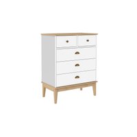 Cômoda Colonial com 5 Gavetas MDP Mel Branco Sala Quarto MB 1020 Movelbento