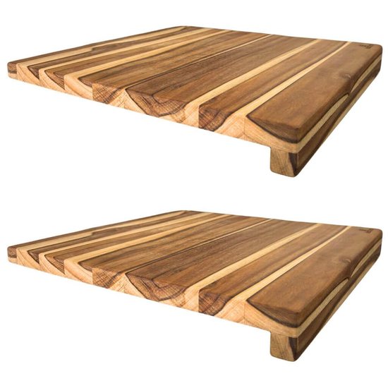Kit 2 Tábuas de Corte Madeira Teca Estação com Encaixe L 35cm Carnes Massas Pães Zanline