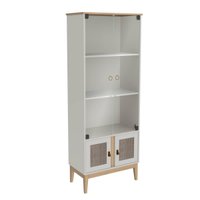 Cristaleira Trama Mel Off White em MDP com 2 Portas de Vidro MB 1005 Movelbento