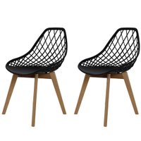 Kit 2 Cadeiras para Sala Mesa Cozinha de Jantar Kaila Garden Wood Preta Base Madeira suporta até 120kg