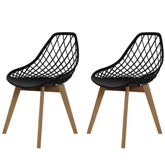 Kit 2 Cadeiras para Sala Mesa Cozinha de Jantar Kaila Garden Wood Preta Base Madeira suporta até 120kg