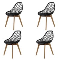 Kit 4 Cadeiras para Sala Mesa Cozinha de Jantar Kaila Garden Wood Preta Base Madeira suporta até 120kg