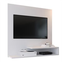 Estante Painel Parede Smart New TV 32 Polegadas Prateleiras Decorativas Sala Quarto Pequeno Retrô - Branco - RPM