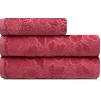 Jogo de Toalhas Romance Banho e Rosto 100 Algodão Aveludada Dohler - Vermelho