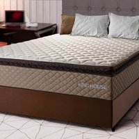 Conjunto Cama Box Marrom Espuma Atlanta Bege Casal 138x188x62