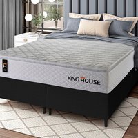 Conjunto Cama Box Preto c/ Molas Ensacadas New Moon Branco Queen 158x198x66