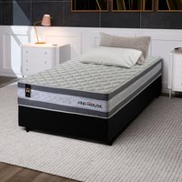Conjunto Cama Box Preto c/ Molas Ensacadas Alpine Cinza Solteiro 88x188x65