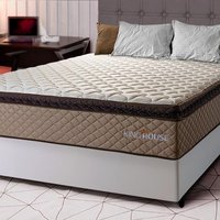 Conjunto Cama Box Branco Espuma Atlanta Bege Casal 138x188x62