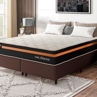 Conjunto Cama Box Marrom c/ Molas Ensacadas Sirius Preto King 193x203x65