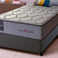 Conjunto Cama Box Cinza Magn¿tico Solteiro Soft Relax Bege 96x203x63