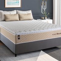 Conjunto Cama Box Cinza c/ Molas Ensacadas Alford Bege Casal 138x188x66