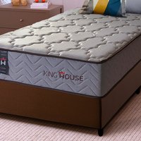 Conjunto Cama Box Marrom Magn¿tico Solteiro Soft Relax Bege 96x203x63