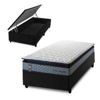 Conjunto Box Ba¿ Preto Chicago Cinza 88x188x64 Espuma D33