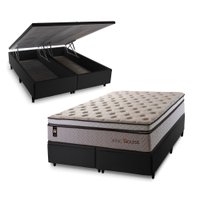Conjunto Box Ba¿ Preto Liverpool Bege 193x203x80 c/ Molas Ensacadas