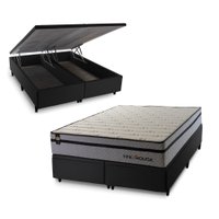 Conjunto Box Ba¿ Preto Preston Cinza 193x203x78 c/ Molas Ensacadas