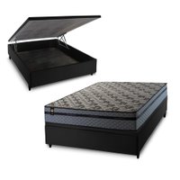 Conjunto Box Ba¿ Preto Montreal Cinza 138x188x71 c/ Molas Ensacadas