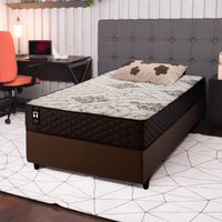 Conjunto Cama Box Marrom c/ Molas Ensacadas Allura Marrom Solteiro 88x188x58