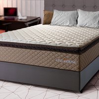 Conjunto Cama Box Cinza Espuma Atlanta Bege Casal 138x188x62