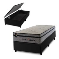 Conjunto Box Ba¿ Preto Preston Cinza 96x203x78 c/ Molas Ensacadas