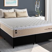 Conjunto Cama Box Preto c/ Molas Ensacadas Alford Bege King 193x203x66