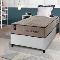Conjunto Cama Box Branco Espuma San Diego Bege Solteiro 88x188x67