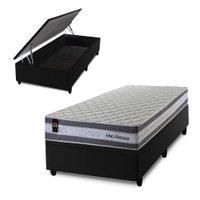Conjunto Box Ba¿ Preto Alpine Cinza 96x203x72 c/ Molas Ensacadas
