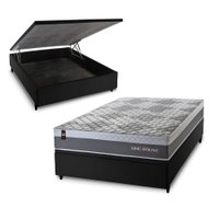 Conjunto Box Ba¿ Preto Sheffield Cinza 138x188x72 c/ Molas Ensacadas