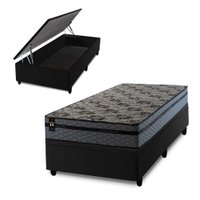 Conjunto Box Ba¿ Preto Montreal Cinza 96x203x71 c/ Molas Ensacadas