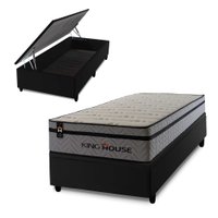 Conjunto Box Ba¿ Preto Preston Cinza 88x188x78 c/ Molas Ensacadas