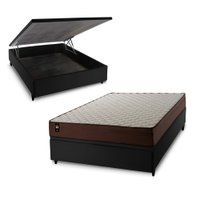 Conjunto Box Baú Preto Atlanta Marrom 138x188x69 Espuma D45