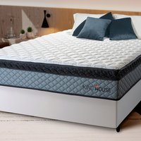 Conjunto Cama Box Branco Espuma Chicago Cinza Casal 138x188x57