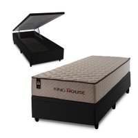 Conjunto Box Baú Preto San Diego Bege 96x203x74 Espuma D33