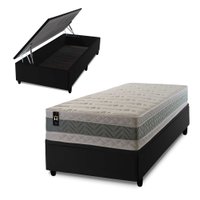 Conjunto Box Baú Preto Oxford Verde 88x188x74 Espuma D33