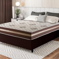 Conjunto Cama Box Marrom Espuma Chicago Marrom Casal 138x188x57