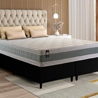 Conjunto Cama Box Preto Espuma Oxford Verde King 193x203x67