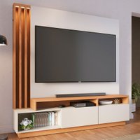 Estante para TV Até 75 Polegadas Esmeralda 2 Portas Off White Matte/Freijó - Pnr Móveis