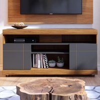 Rack para TV Até 42 Polegadas 2 Portas Apeu Noce Milano/Preto Fosco - Pnr Móveis